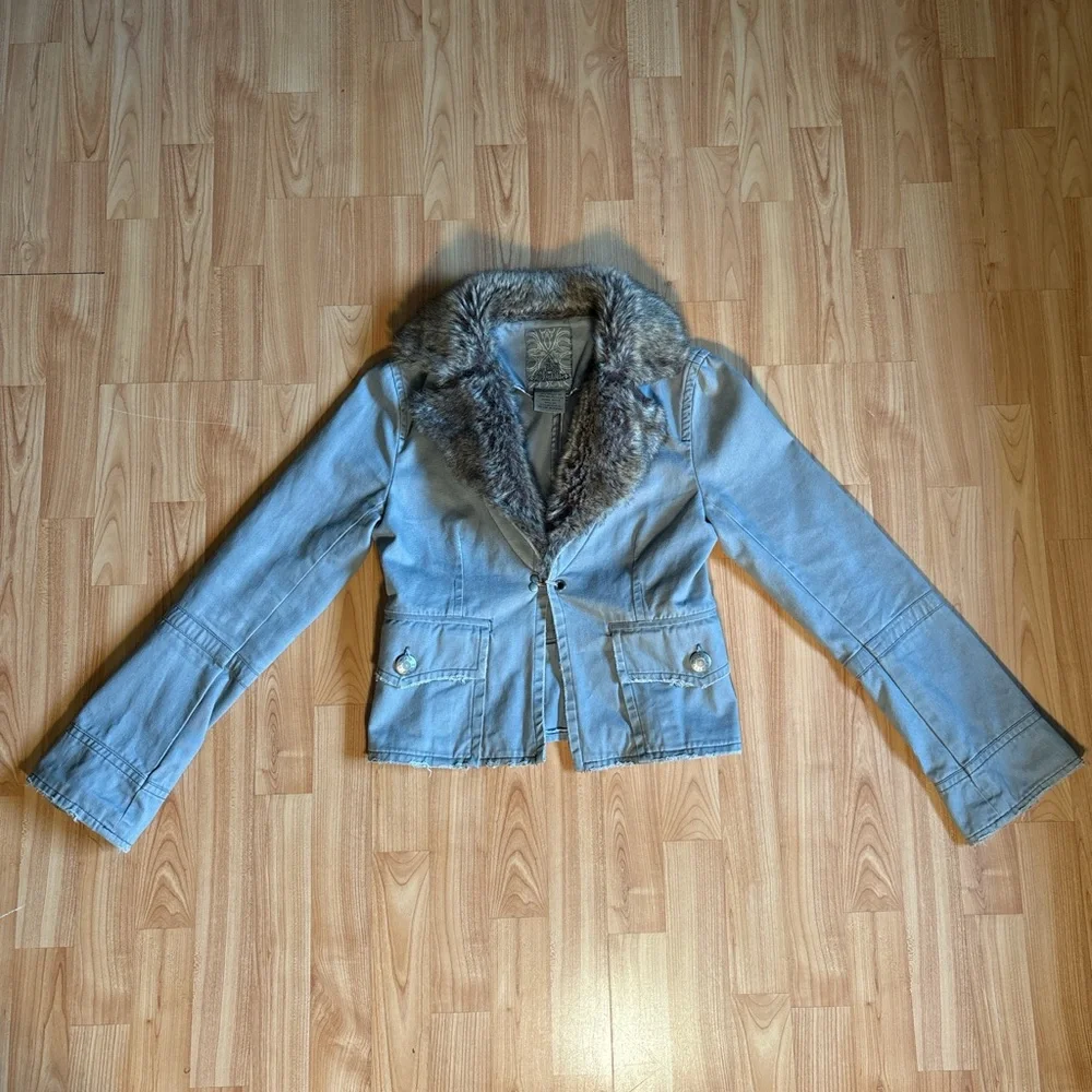 Y2K Faux Fur Collar Jacket - Picture 6 of 8